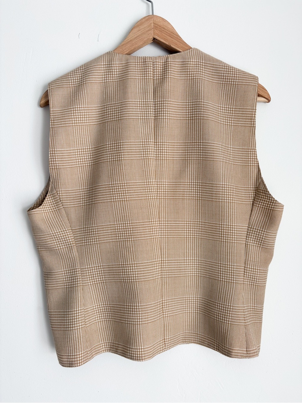 Vintage AGMIR Beige Plaid Houndstooth Vest, Size M - Made in Europe - Picture 4 of 10